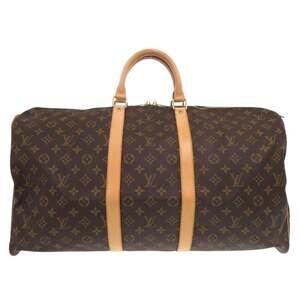 LOUIS VUITTON Brown Monogram Keepall 50 Boston Bag
